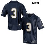 Notre Dame Fighting Irish Men's Avery Davis #3 Navy Under Armour No Name Authentic Stitched College NCAA Football Jersey ZKS8799AP